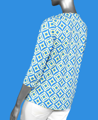 Lulu-B V-Neck Top Geo Shapes- Peri/ Lime/White .  Style: SPX0471S GKPW .