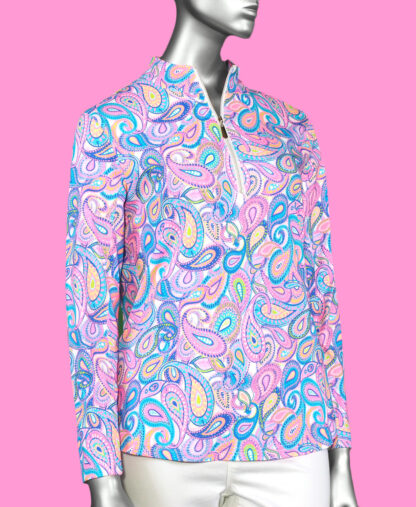 Lulu-B High Neck Zip Pull-Over- Paisley . Style: SPX0632P PSLY.