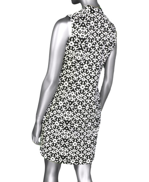 Lulu-B Scallop Neckline Dress- Geometric. Style: SPX4519P GHBK . Back