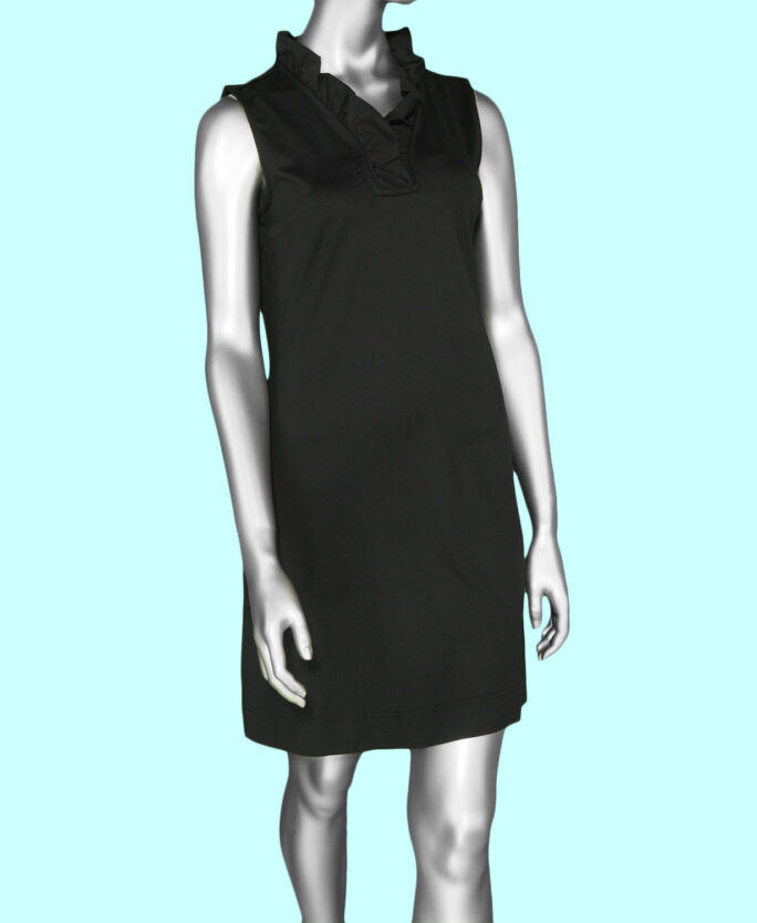 Lulu-B Ruffle Neck Dress-Black . Style: SPX4444S BLK