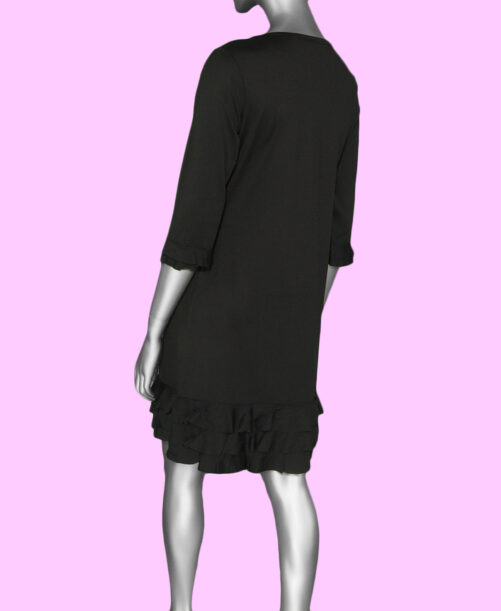 Lulu-B Ruffle Trim Dress- Black . Style: SPX4494S BLK Back
