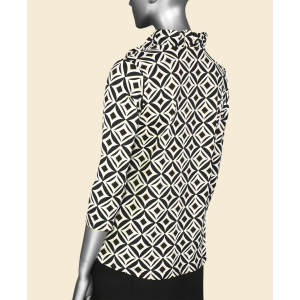 Lulu-B Ruffled Neck Top- Black/Stone/White . Style: SPX0792P GBSW . Back