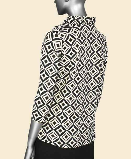 Lulu-B Ruffled Neck Top- Black/Stone/White . Style: SPX0792P GBSW . Back