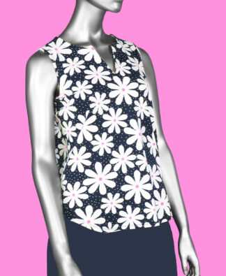 Lulu-B Keyhole Top- Daisy Navy . Style: SPX0612P DSYN 