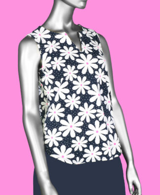 Lulu-B Keyhole Top- Daisy Navy . Style: SPX0612P DSYN 