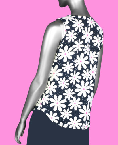 Lulu-B Keyhole Top- Daisy Navy . Style: SPX0612P DSYN  Back