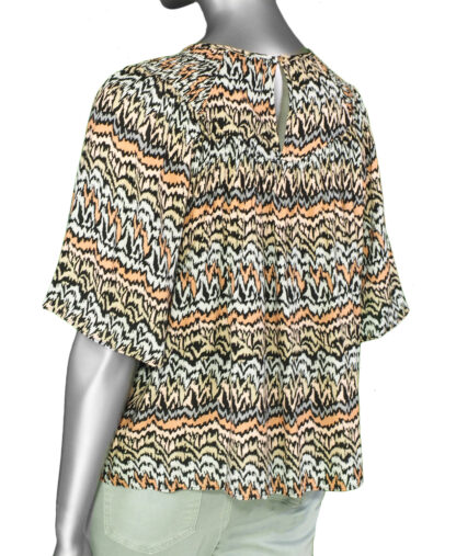 Tribal Elbow Flutter Sleeve with Smocking- Clay . Tribal Style: 1287O-3459-0030 Back