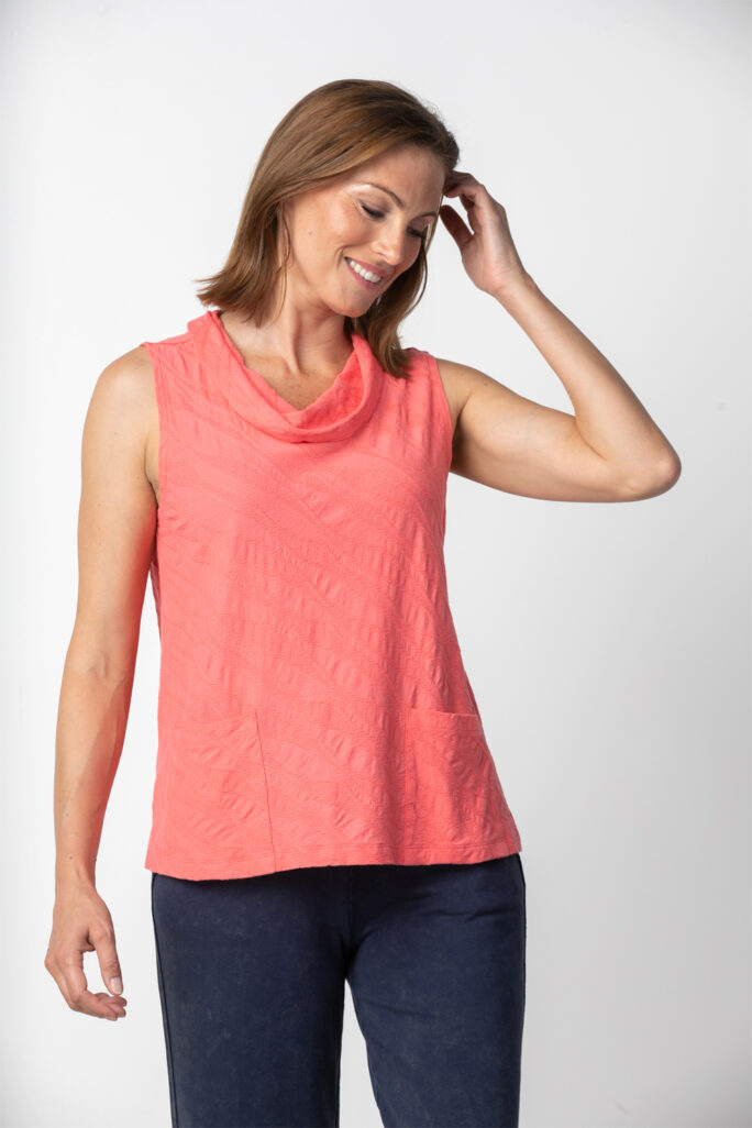 Habitat Cascade Swing Cowl Neck- Coral . Habitat Style: 16334 CRL