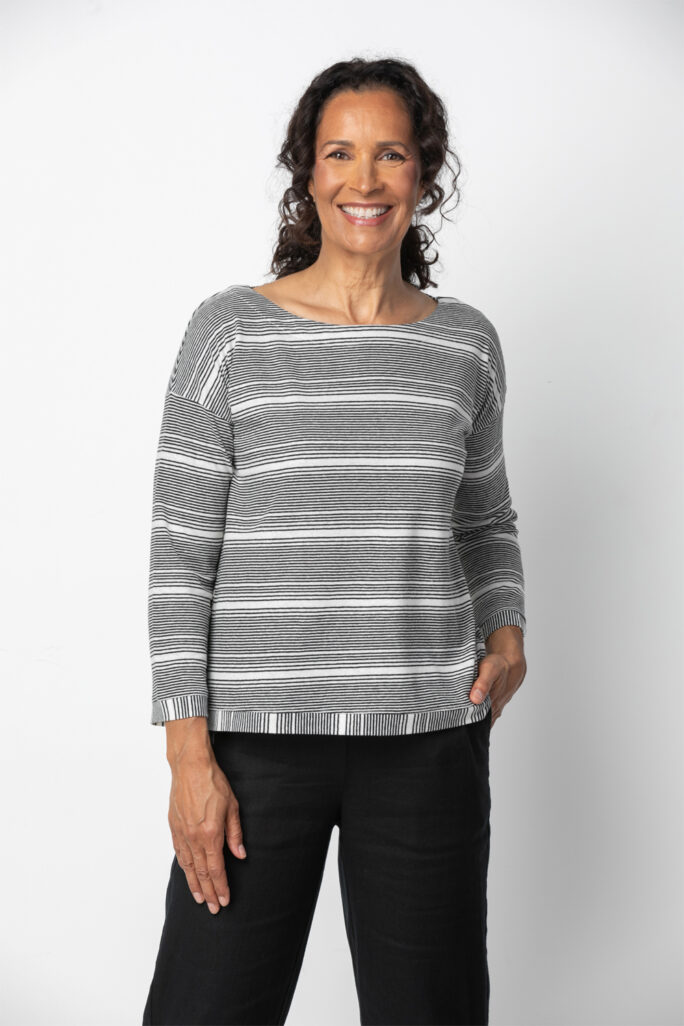 Habitat Linen Knit Boatneck Tee- Black .  Habitat Style: 67120 BLK