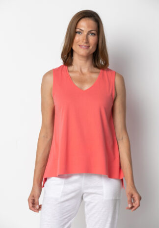 Habitat Deep Hem V Tank Top- Coral . Habitat Style: 74045 CRL .