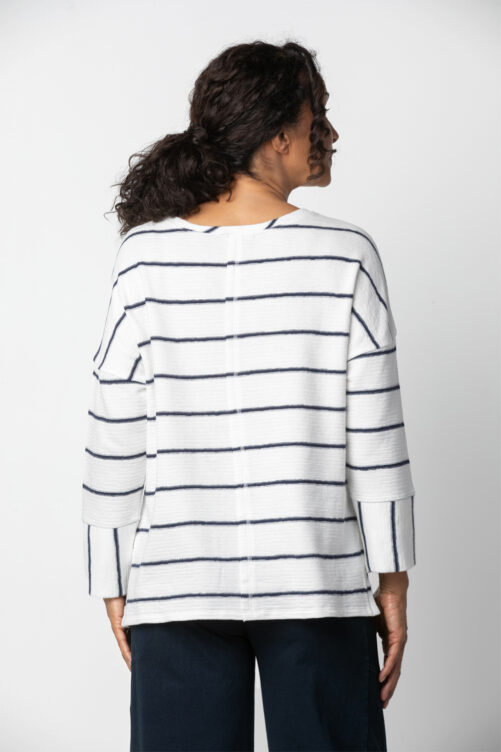 Habitat French Terry Stripe Boxy Crew- Navy . Habitat Style: 85105 Back