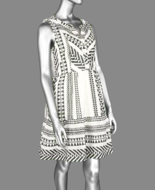 Tribal Sleeveless Dress with Lining- Black . Tribal Style: 1397O-3769-0002