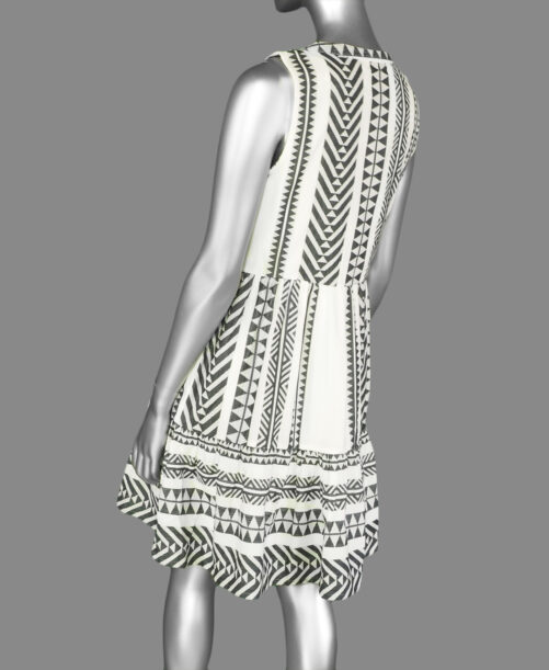 Tribal Sleeveless Dress with Lining- Black . Tribal Style: 1397O-3769-0002 Back