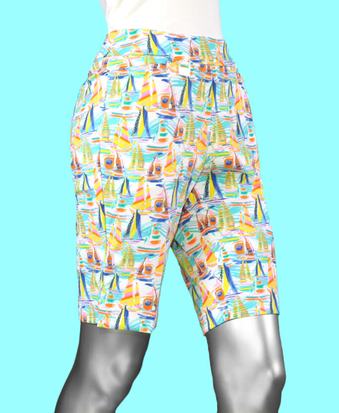 Lulu-B Printed Shorts- Small Sail Boats . Style: BPN3154 SAIB