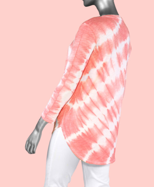 Escape Tie Dye Slub Hi Lo Tee- Guava . Escape Style: 20204 GUA back