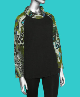 Parsley and Sage Britta Mock Neck Top- Black . Style: W206C29