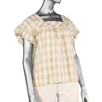 Tribal Ruffle Sleeve Blouse- Flax . Tribal Style: 4973O-3708-0340