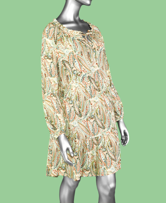 Tribal Tiered Dress- Mosstone .  Tribal Style: 1569O-3609-1039