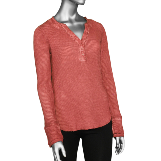 Tribal V-Neck Henley- Rosewood. Tribal Style: 7962O-4808-0325