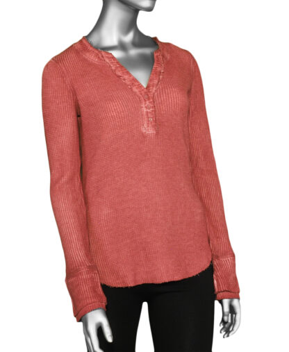 Tribal V-Neck Henley- Rosewood. Tribal Style: 7962O-4808-0325