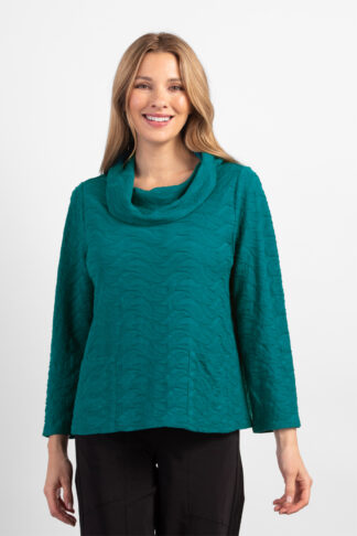 Habitat Knit Cowl Neck Top- Teal. Habitat Style: 16310 TEL