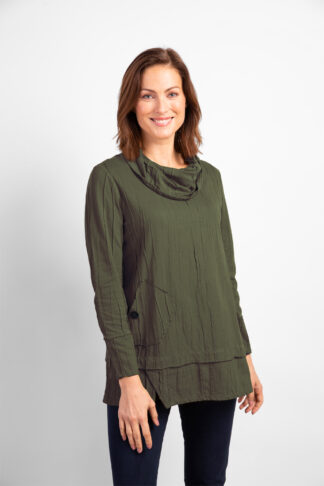 Habitat Cowl Neck Pocket Tunic- Forest . Habitat Style: 16529 FOR