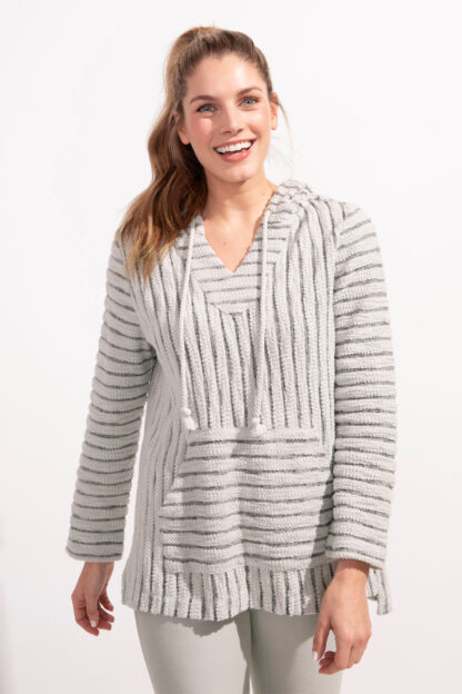 Escape Island Stripe Terry Hoodie- Dune .  Escape Style: 16612