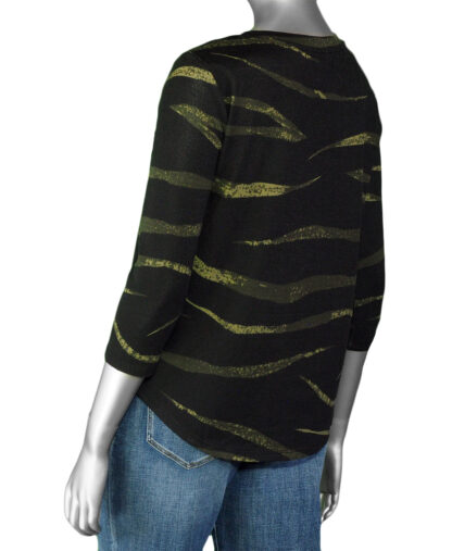 Liverpool 3/4 Sleeve Knit Tee- Black Front ABS ANI . Liverpool Style: LM8226KP8 BFA Back