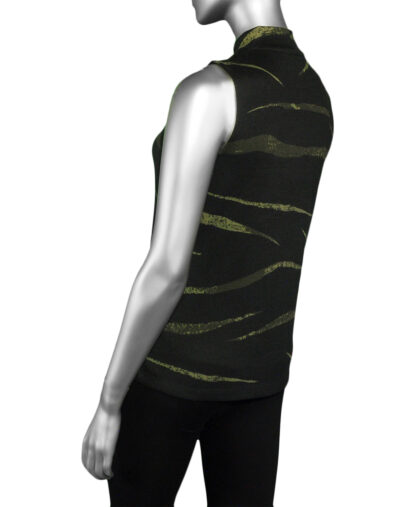 Liverpool Sleeveless Mock Top- Black Front ABS ANI . Liverpool Style: LM8228KP8 BFA Side