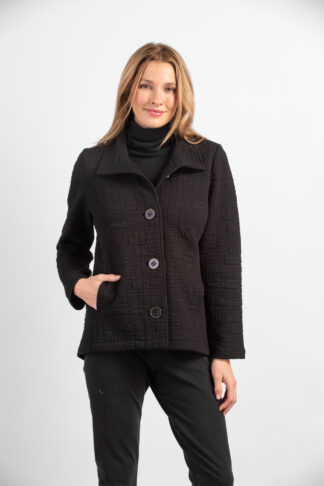 Habitat Box Quilt Button Jacket- Black . Habitat Style: 53324 BLK