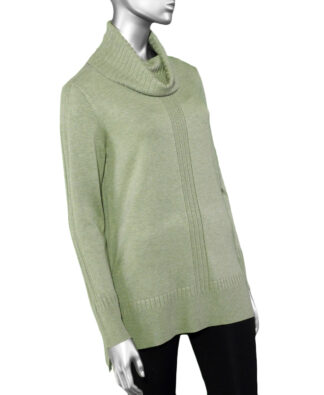 Tribal Cowl Neck Sweater- Heather Forest Fog . Tribal Style: 1472O-133-3021