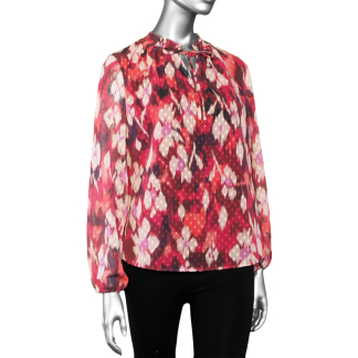 Tribal Puff Sleeve Blouse- Red Plum . Tribal Style: 5310O-4868-3015