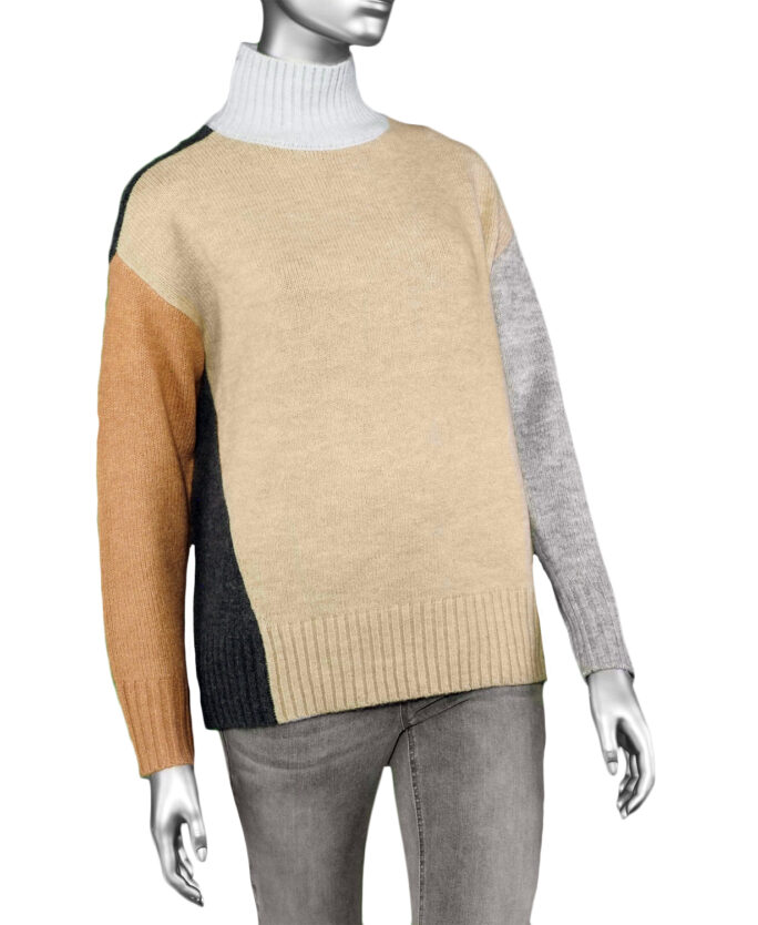 Tribal Mock Neck Sweater- Charcoal . Tribal Style: 1609O-3590-0097