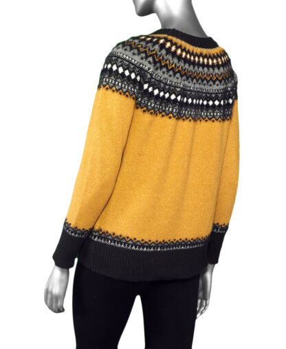 Tribal Crew Neck Jacquard Sweater- Marigold. Tribal Style: 1504O-3814-1797 Back