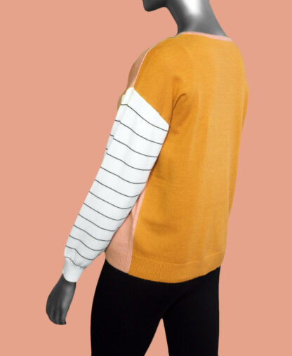 Tribal V-Neck Sweater- Marigold . Tribal Style: 1500O-3587-1797 Back