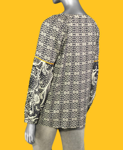 Tribal Notch Neckline Blouse- Sapphire . Tribal Style: 1525O-3647-0805 Back