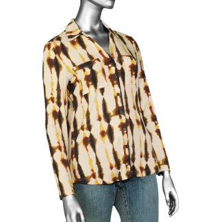 Tribal Button Down Knit Shirt- Chartreuse . Tribal Style: 7747O-4756-0866