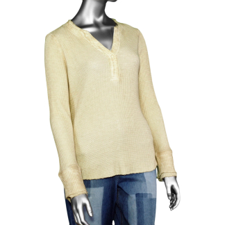 Tribal V-Neck Henley- Bone . Tribal Style: 7962O-4808-2278