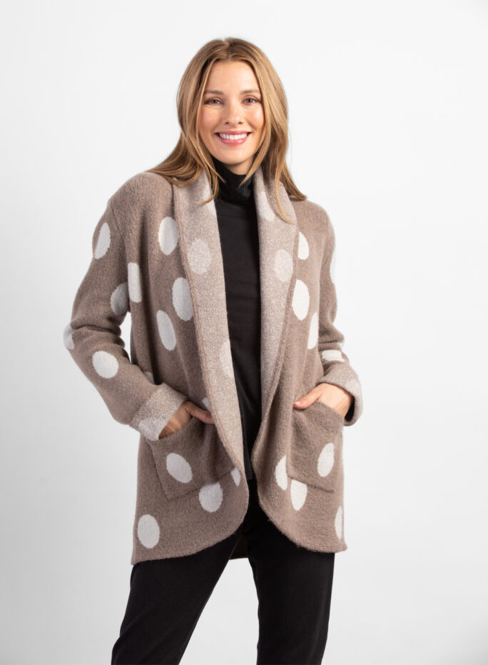 Habitat Cabin Knit Cardigan- Driftwood . Habitat Style: 87127 DWD