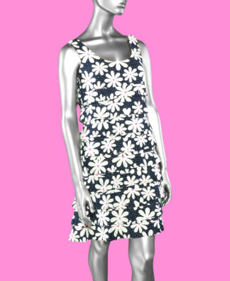 Lulu-B Scoop Neck Ruffled Cha-Cha Dress- Daisy Navy .  Style: SPX 4448 DSYN