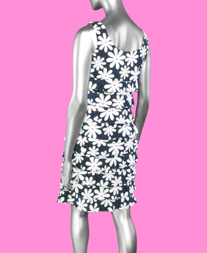 Lulu-B Scoop Neck Ruffled Cha-Cha Dress- Daisy Navy .  Style: SPX 4448 DSYN Back