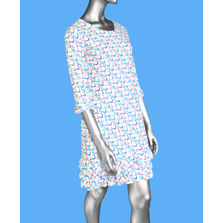 Lulu-B Ruffle Trim Dress- Multi White . Style: SPX4494P MZMU