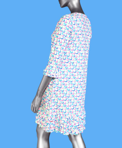 Lulu-B Ruffle Trim Dress- Multi White . Style: SPX4494P MZMU Back