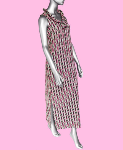 Lulu-B Ruffle Sleeveless Maxi Dress- Black & Pink . Style: SPX4473P DTNU