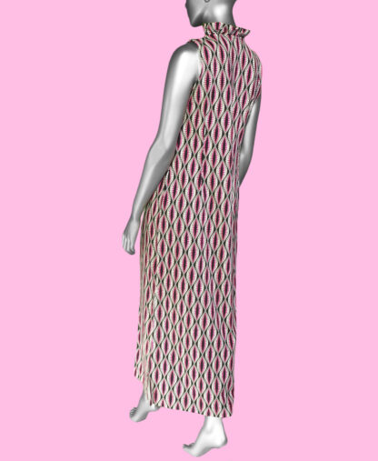 Lulu-B Ruffle Sleeveless Maxi Dress- Black & Pink . Style: SPX4473P DTNU Back