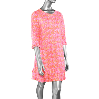 Lulu-B Ruffle Trim Dress- Pink & White. Style: SPX4494P CHPK