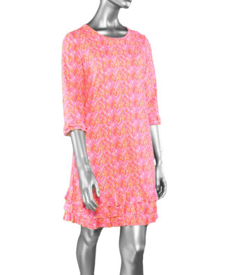 Lulu-B Ruffle Trim Dress- Pink & White. Style: SPX4494P CHPK