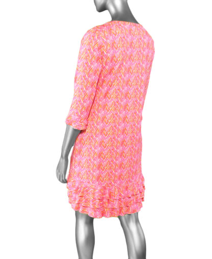 Lulu-B Ruffle Trim Dress- Pink & White. Style: SPX4494P CHPK Back