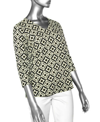 Lulu-B V-Neck Top- Black/Stone/White . Style: SPX0471P GBSW