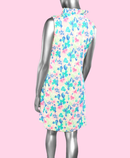 Lulu-B Ruffle Neck Dress- Flower Multi . Lulu-B Style: SPX4444P PAFL Back